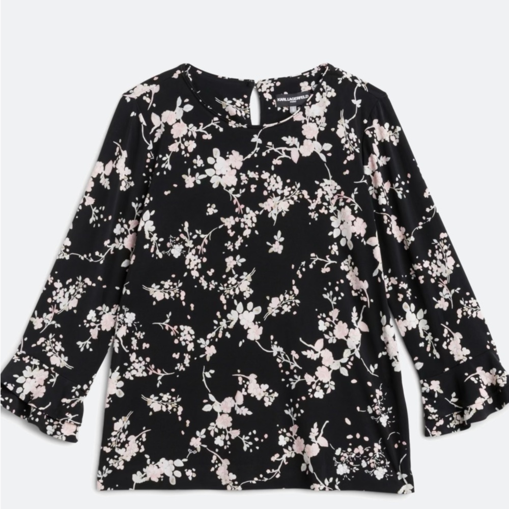 Karl Lagerfeld Black and White Floral Top